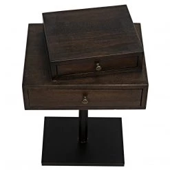 Noir Furniture Noir Enola Side Table, Ebony Walnut With Steel Base