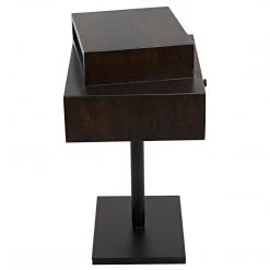 Noir Furniture Noir Enola Side Table, Ebony Walnut With Steel Base