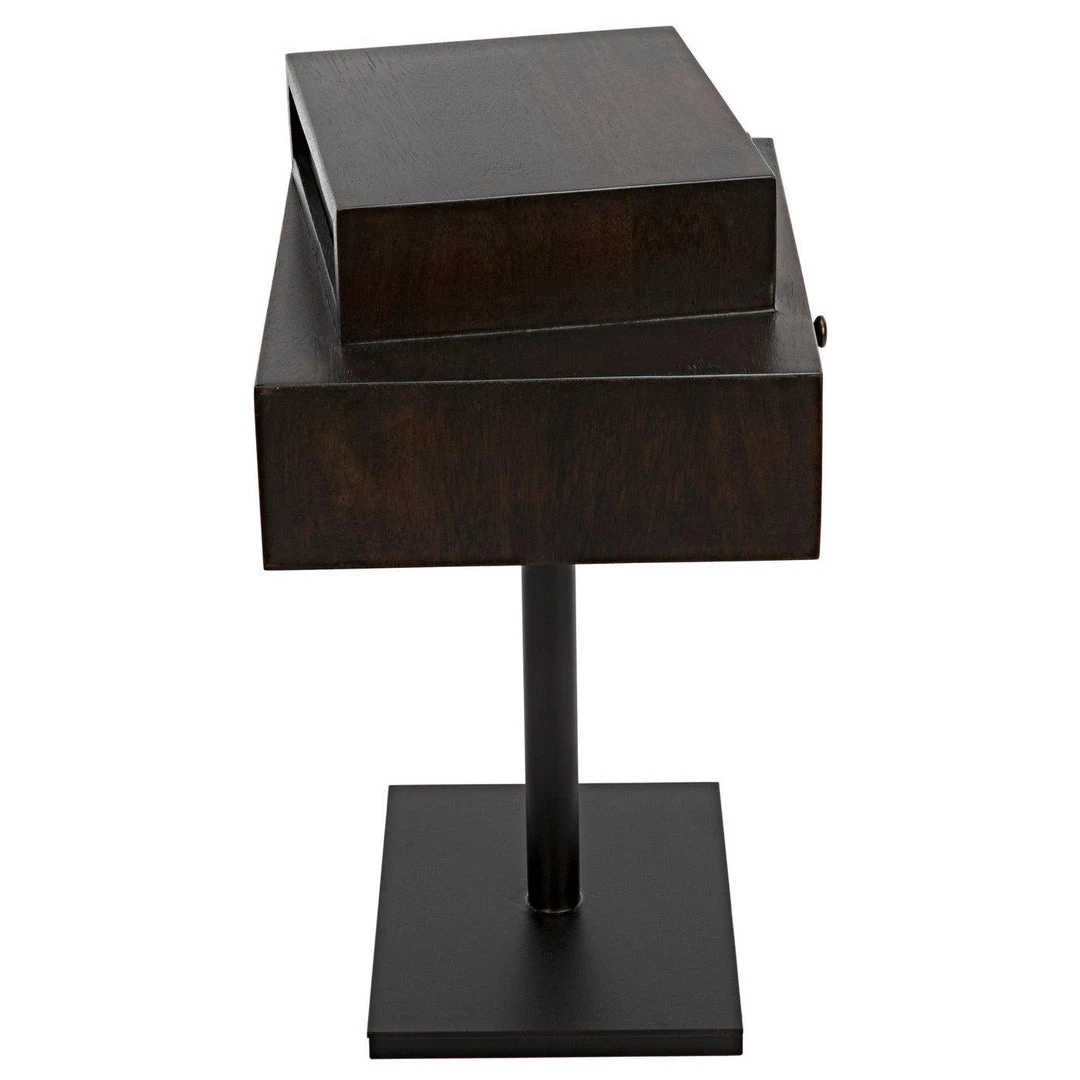 Noir Furniture Noir Enola Side Table, Ebony Walnut With Steel Base