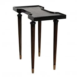 Noir Furniture Noir Taylor Side Table, Hand Rubbed Black With Light Brown Trim