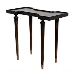 Noir Furniture Noir Taylor Side Table, Hand Rubbed Black With Light Brown Trim