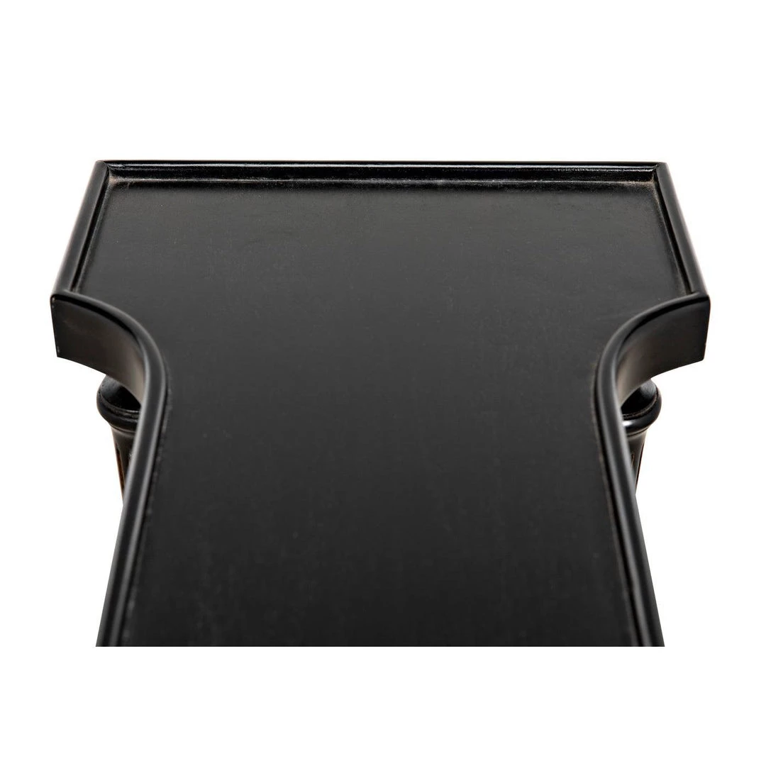 Noir Furniture Noir Taylor Side Table, Hand Rubbed Black With Light Brown Trim