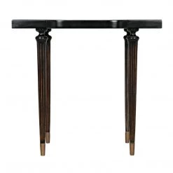 Noir Furniture Noir Taylor Side Table, Hand Rubbed Black With Light Brown Trim