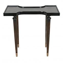 Noir Furniture Noir Taylor Side Table, Hand Rubbed Black With Light Brown Trim