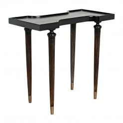 Noir Furniture Noir Taylor Side Table, Hand Rubbed Black With Light Brown Trim