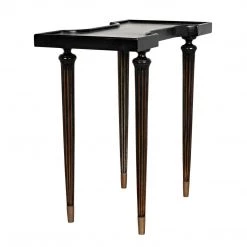 Noir Furniture Noir Taylor Side Table, Hand Rubbed Black With Light Brown Trim