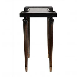 Noir Furniture Noir Taylor Side Table, Hand Rubbed Black With Light Brown Trim