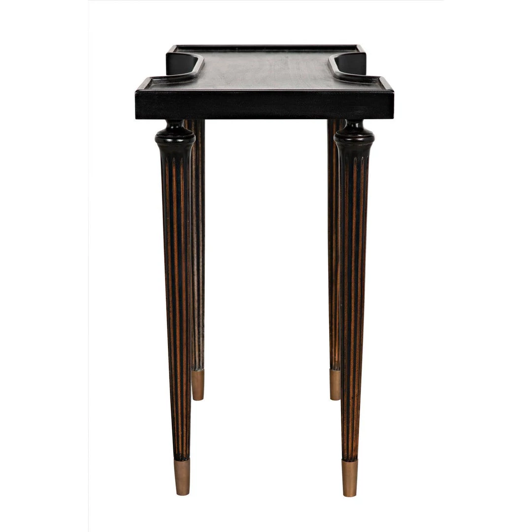Noir Furniture Noir Taylor Side Table, Hand Rubbed Black With Light Brown Trim
