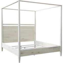 Beds CFC Furniture Washed Oak Modern 4-poster Bed, Queen