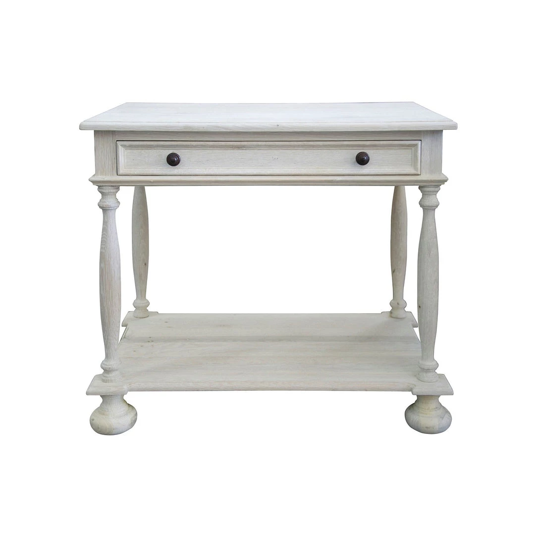 CFC Furniture Washed Oak Nightstand, 1 Drawer, 1 Shelf