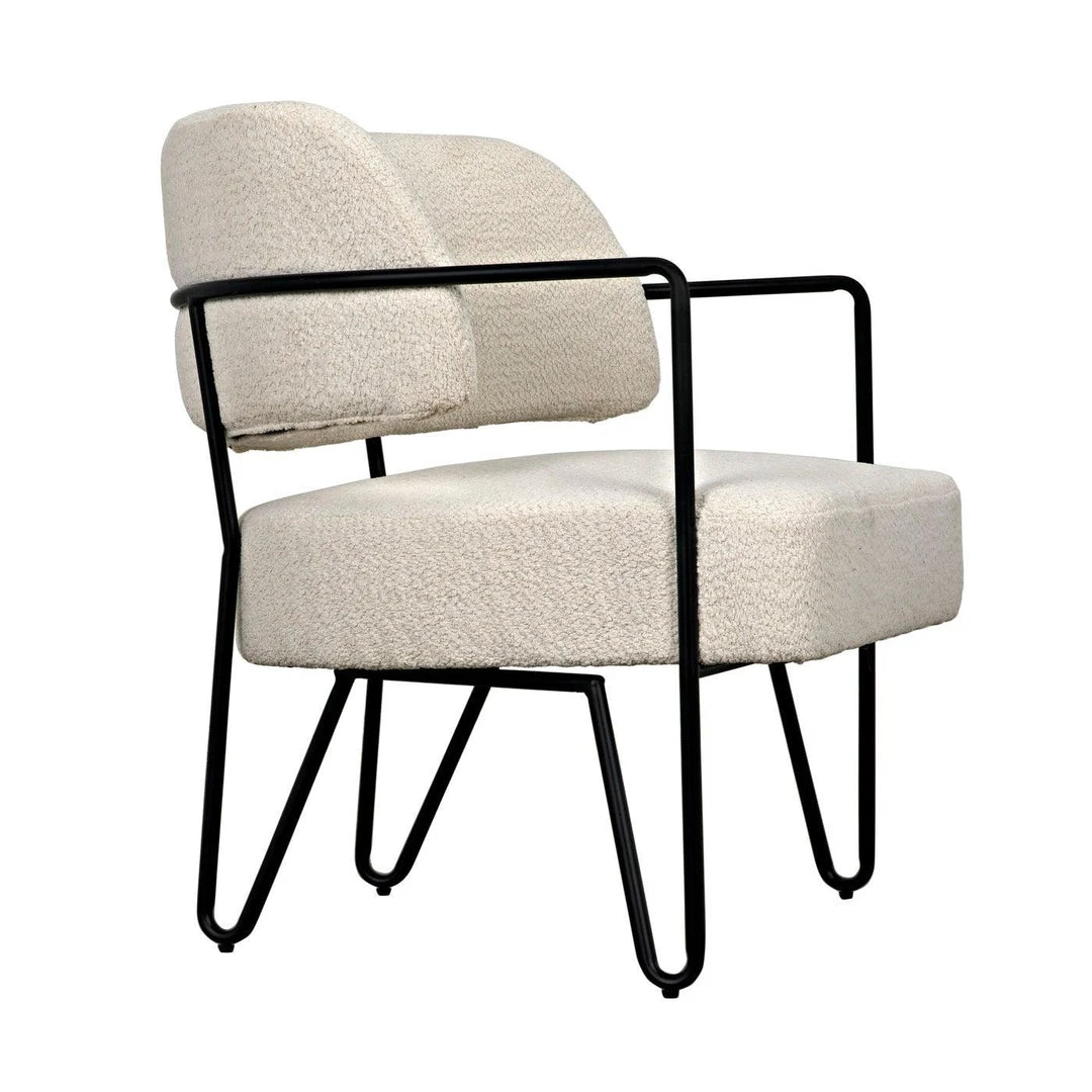 Noir Furniture Noir Zeus Chair, Metal And Boucle Fabric