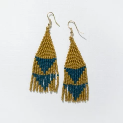 Ink + Alloy Citron With Peacock Triangles Earrings Jewelry