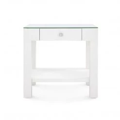 Bungalow 5 - Valentina Grasscloth 1-Drawer Side Table In White