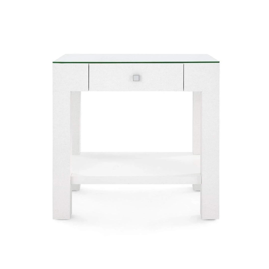 Bungalow 5 - Valentina Grasscloth 1-Drawer Side Table In White