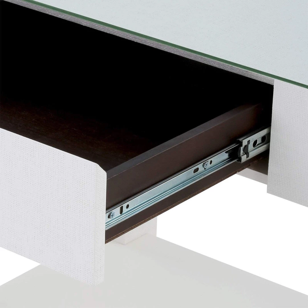 Bungalow 5 - Valentina Grasscloth 1-Drawer Side Table In White