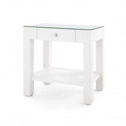 Bungalow 5 - Valentina Grasscloth 1-Drawer Side Table In White