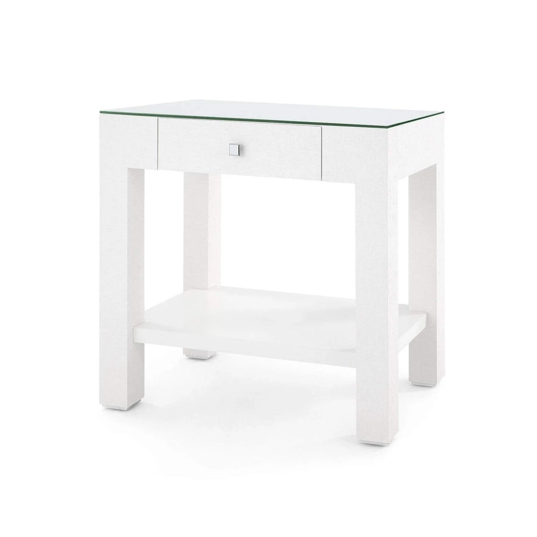 Bungalow 5 - Valentina Grasscloth 1-Drawer Side Table In White